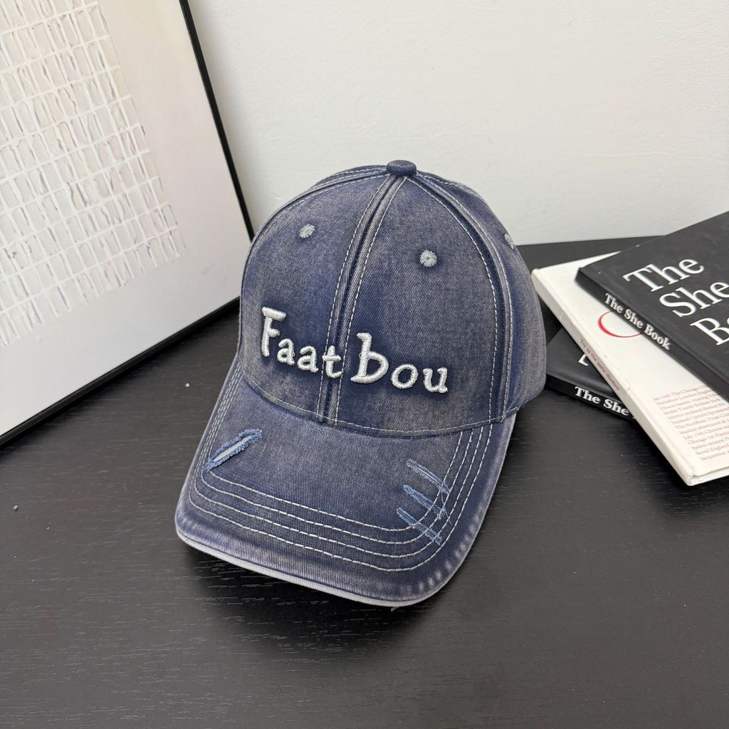 Faatbou Baseball Cap With Embroidered Letters Black For Casual Streetwear