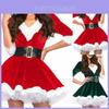 Festliches Weihnachtsmannkostüm für Damen und Mädchen mit weichem Samt und Kunstpelzbesatz