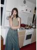 2026 Spring/Summer Women's Frayed Hem Irregular Slit Denim Long Skirt