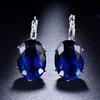 Fashion Women Oval Cubic Zirconia Inlaid Leverback Earrings Party Jewelry Gift
