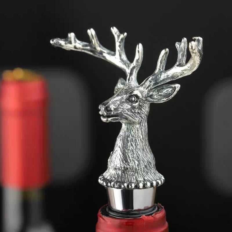 

Deer for Head Shaped Christmas Wine Stopper Wine Bottle Stopper Metal Material Wine Bottle Stopper Xmas Gift for Wine Lo білий