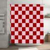 Red White Checkered Shower Curtain Bath Decor for Bathroom Accessories Polyester Fabric with Plastic Rings Hooks (180x240cm)