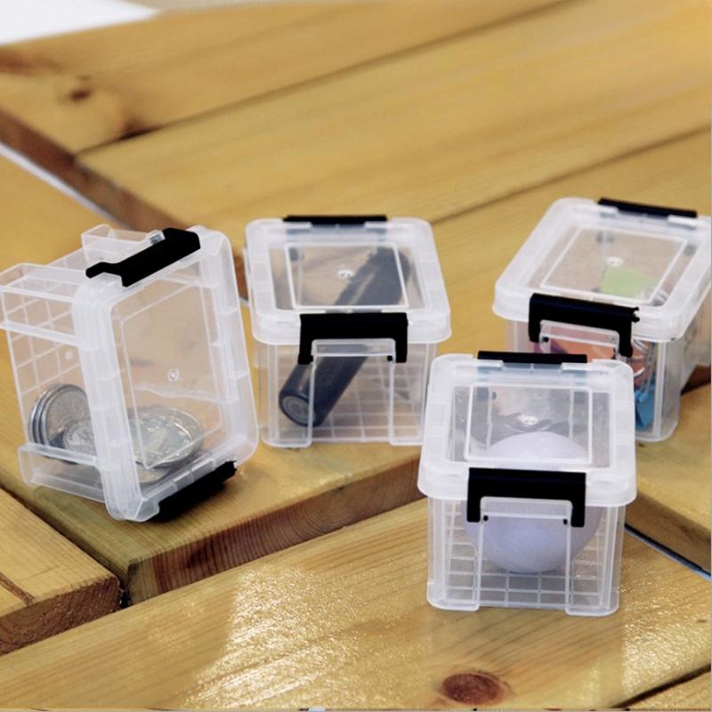 2pcs Mini Plastic Storage Box Transparent Toy Car Clothing Portable Household Goods Storage