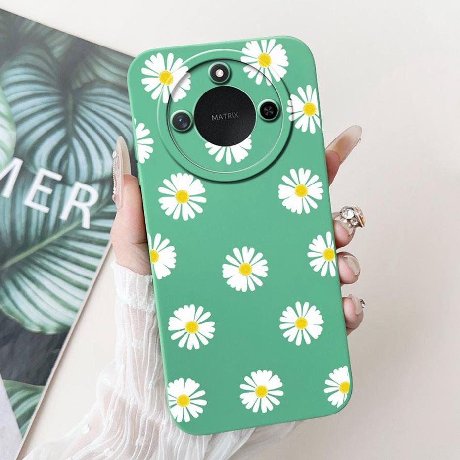Phone Case For Honor X9c Smart 5G Pretty Girl Flower Printed Soft Silicone Back Cover For Honor X9C X9cSmart Cases Bumpers