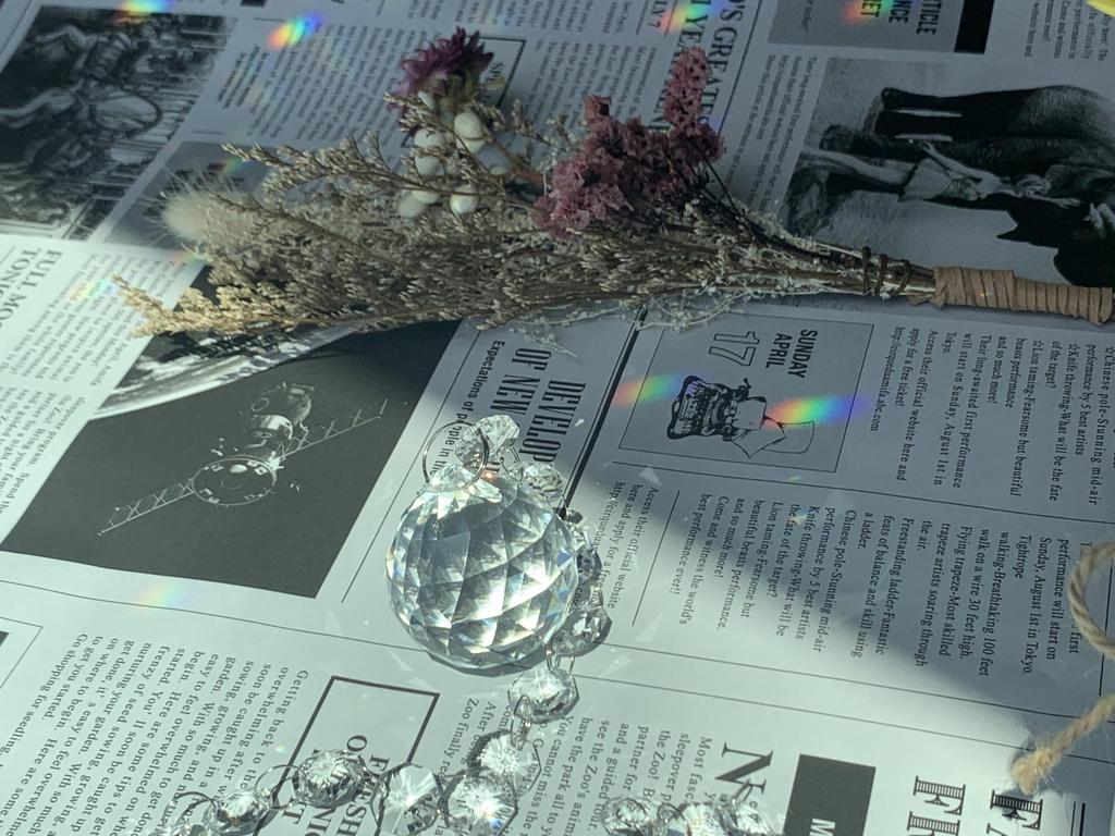 Set of 2 Crown Glass Suncatcher Crystal Balls, 40mm x 50cm, Includes Box