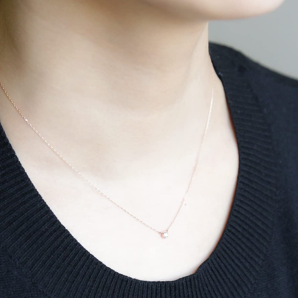 Official Necklace K10 Pink Gold Diamond [Bloom] Women's 0442-8775-0012-0000