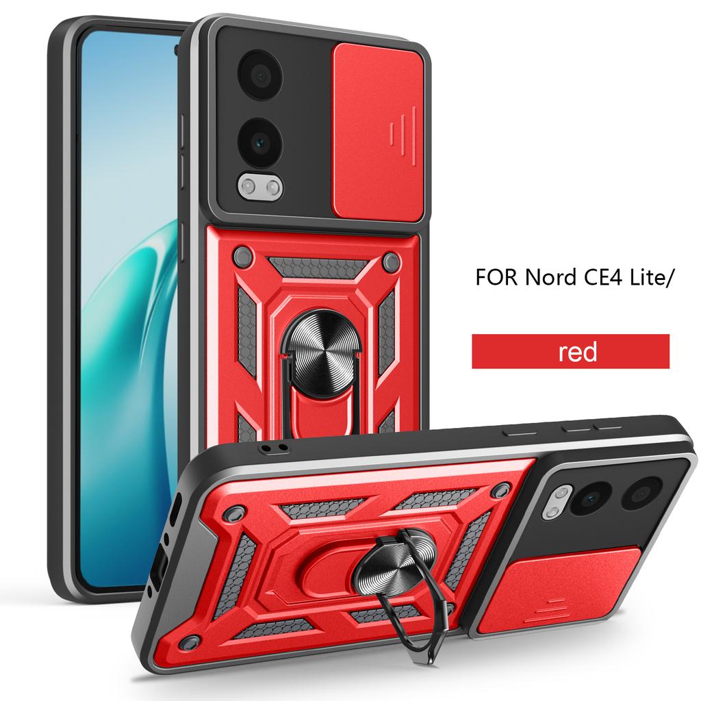 For OnePlus Nord CE4 Lite Case 1+Nord CE 4 Lite Cover Magnetic Ring Holder Armor Phone Case Slide Camera Protect Back Cover