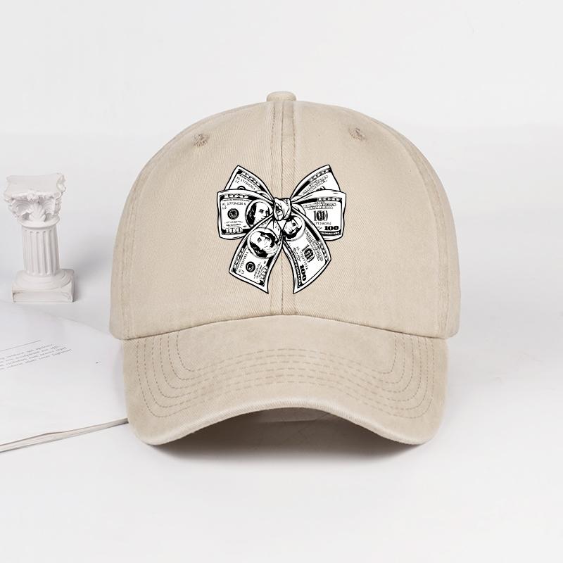 MLFO Dollar Bow Washed Baseball Cap Moneyinspired fashion stateUnisext Daily commuting Fashion enthusiasts Holiday gift