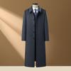 Men's Extra Long Wool Tweed Trench Coat - Business Formal Wear