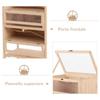 Solid Wood Hamster Cage with Opening Roof, 4 Connected Shelves and Ramps, 60 x 40 x 120 cm