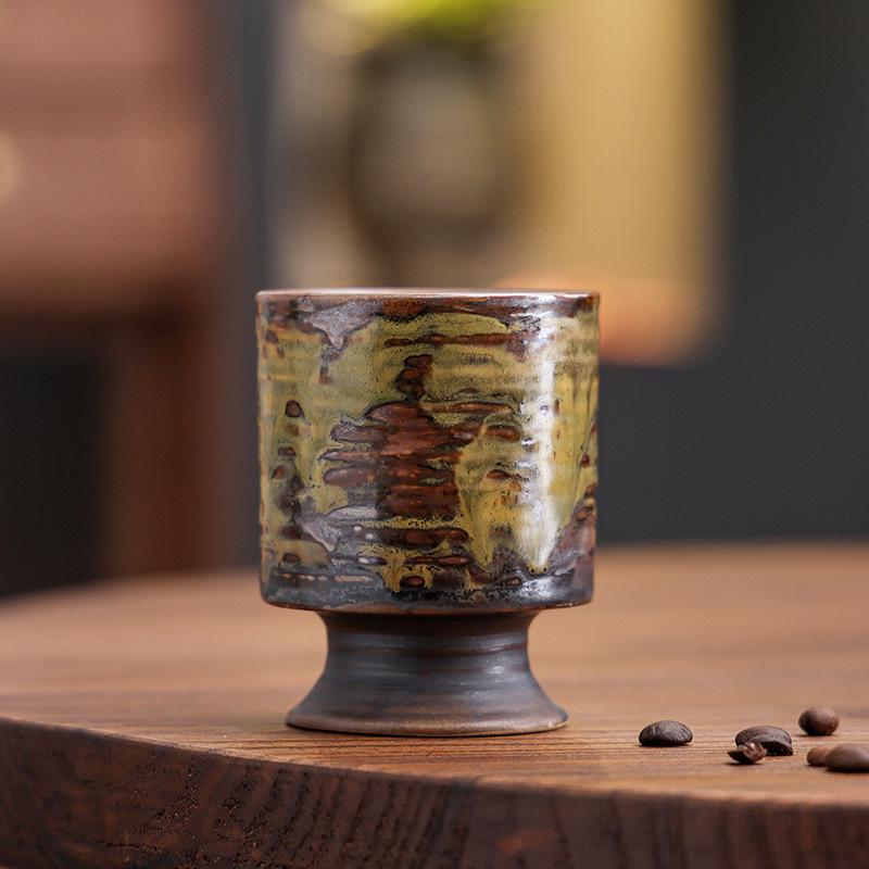 Retro Ceramic Coffee Cup Graffiti Kiln-Changed Latte Cup Creative Coarse Pottery Afternoon Teacup