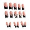Nude Resin Nail Extension with Black Tip Sweet & Charming Reusable False Nails for Hot Girl Dress Matching