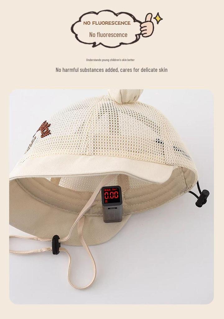 Breathable Mesh Little Bear Summer Hat for Kids - Sun Protection Bucket Hat for Boys & Girls
