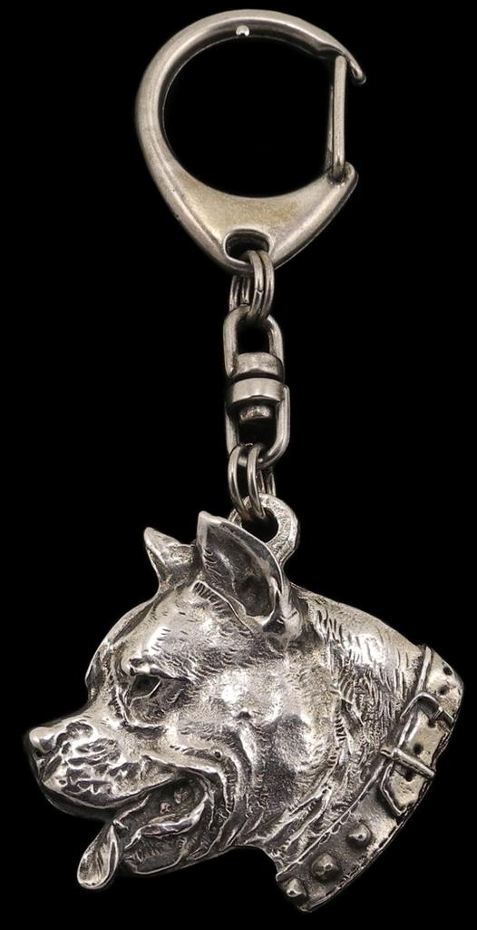 American Staffordshire Terrier, Amstaff I - Silver-plated Key Ring with a Dog In a Gift Box, Handbag Decoration, Backpack Pendant by Art-Dog Brand