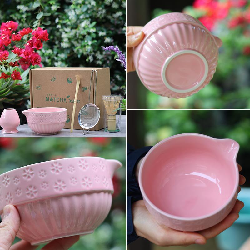 5PCS/Set Matcha Tea Set Ceramic Matcha Bowl Reusable Bamboo Whisk Scoop Teaspoon Sifter Vintage Song Dynasty Tea Ceremony Kit