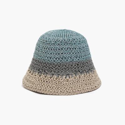Chapeau seau tricoté bloc de couleur pour les vacances d'été des femmes