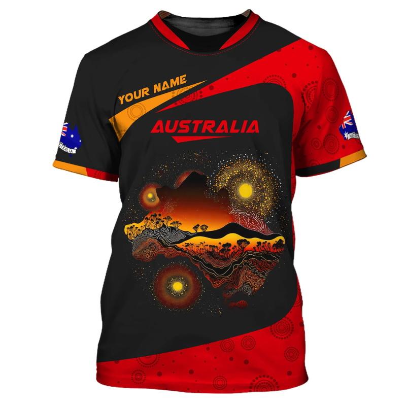 Full Print Australia Aboriginal Symbol Indigenous T Shirt For Men Summer Short Sleeve Plus Size Australian T Shirt Tops