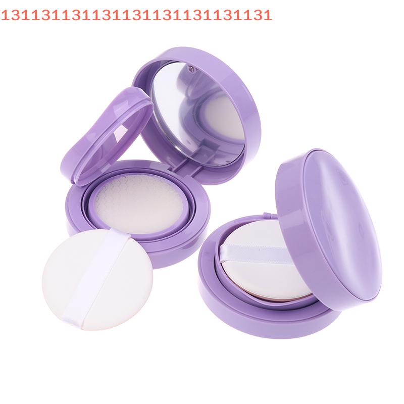 BB Cream Container Sponge Makeup Case - Beauty Cosmetic Use Purple Air Cushion Foundation DIY Kit with Empty Puff Mirror