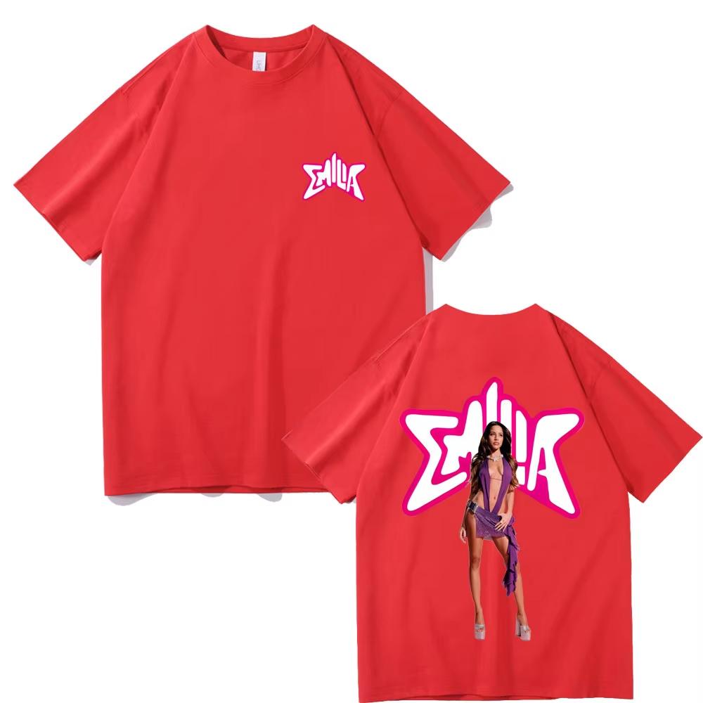 Singer Emilia Mernes MP3 Double Sided Print T Shirts Men Women Cotton Oversized Tshirts Male Fashion Tshirt Fashion Streetwear