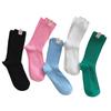 Internet Celebrity She Cloth Label Double Needle Socks Medium Socks Solid Color Stacked Socks