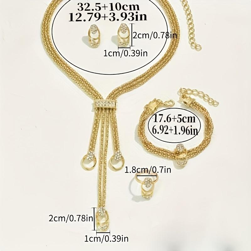4-Piece Luxury Jewelry Set Synthetic Zirconia Necklace Earrings Bracelet Ring Bohemian And Street Style Wedding Banquet Gifts