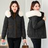 New cotton-padded clothes women's short autumn and winter jackets, large fur collar removable hat, warm cotton-padded clothes, foreign style fashionab