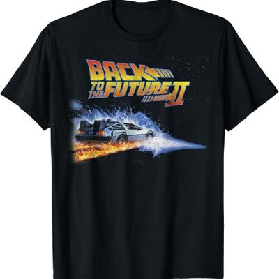 Back To The Future Unisex Child Classic Back To the Future Two Flaming Tires T Shirt, Black, Small US