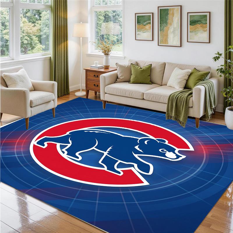 Chicago Cubs Design Crystal Velvet Rug Soft Decorative Mat for Bedroom Entrance