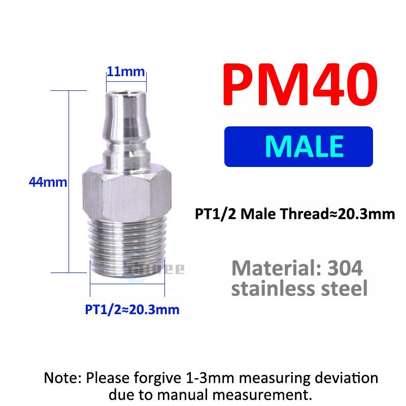 Pneumatic Fitting 304 Stainless Steel C Type Self locking Hose Quick Connector High Pressure Coupler Plug PF SF PM SM 20/30/40