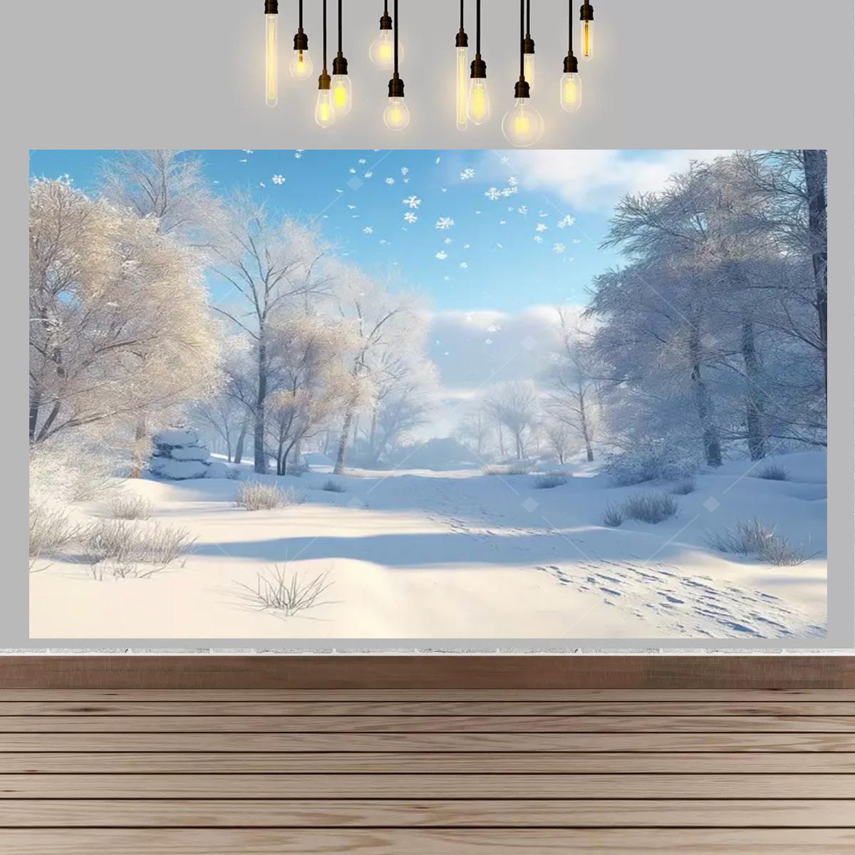 Winter wonderland winter snow village Backdrop Christmas And snow forest scene party Decor Banner winter New Year Decor Backdrop 120X90CM