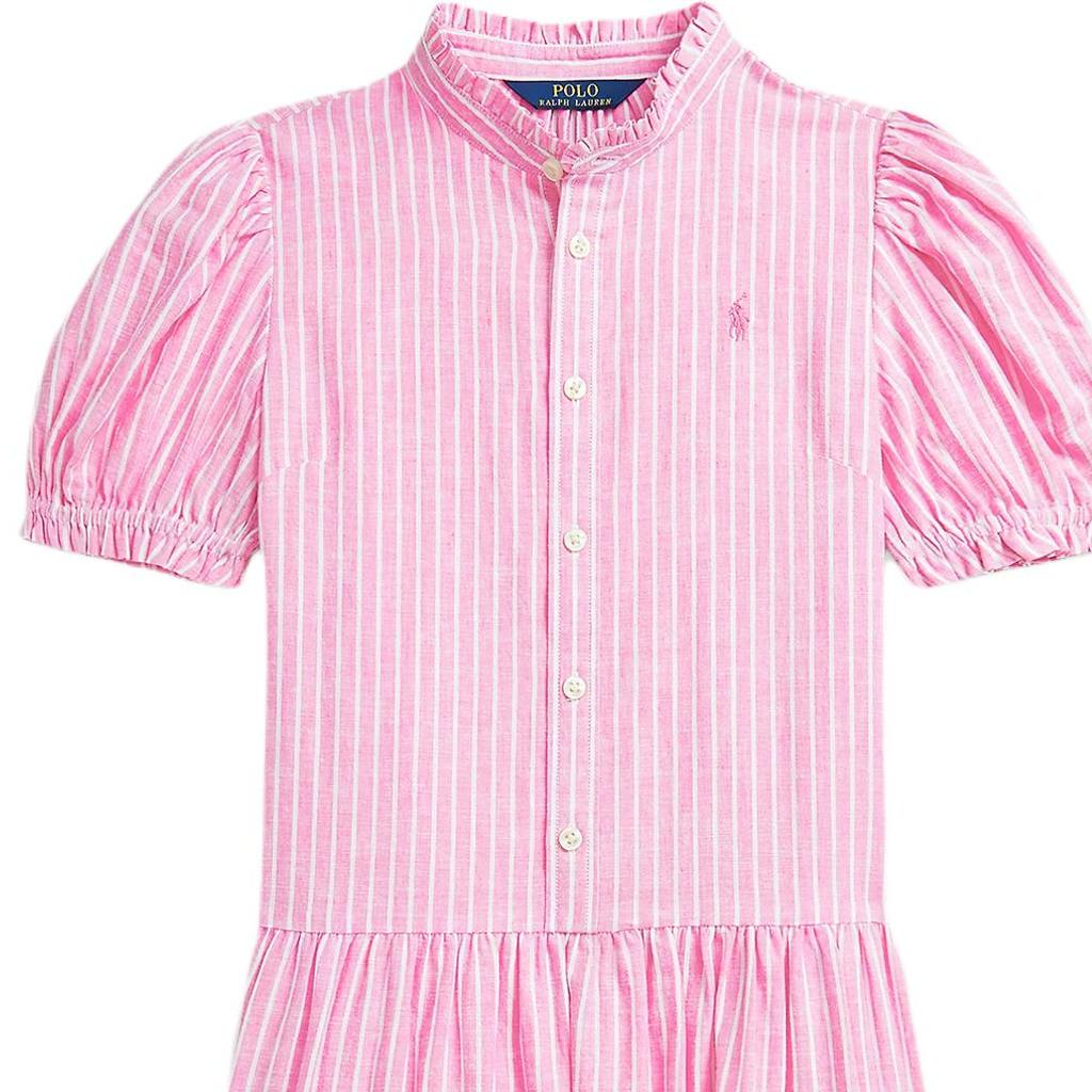 Polo Ralph Lauren Striped Bubble Short Sleeve Dress Kids Dresses Pink 313964281-001