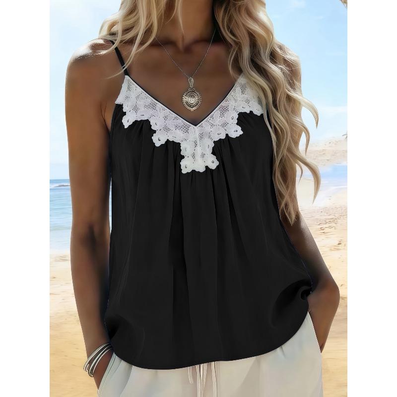 DICFY Women's Fashion Casual Sleeveless V-Neck  Blouses & Shirts
