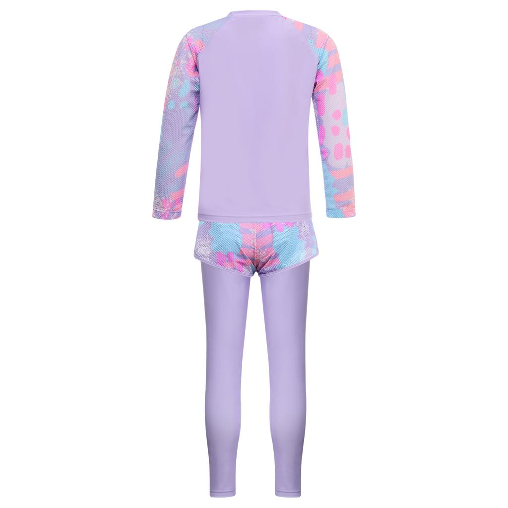 Kids Tie Dye Swim Set Long Sleeve Rash Guard Top Swim Shorts UV Protective Pants Sun Safe Beachwear