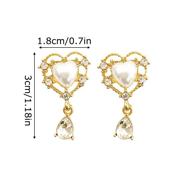 1 Pair Pearl Drop Earrings Trendy Shiny Rhinestone Gold Color Tassel Dangle Earrings For Women Party Jewelry Accessories Gift