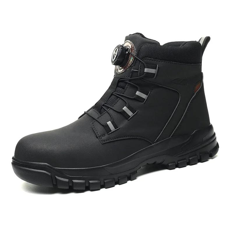 Fashion 2024 Winter Velvet Men Work Safety Shoes Construction Site Indestructible Waterproof Steel Toe Cap Boots Male Footwear