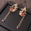Butterfly Rhinestone Hair Combs Earrings Hair Stick Chinese Style Crown Bridal Wedding Jewelry Set