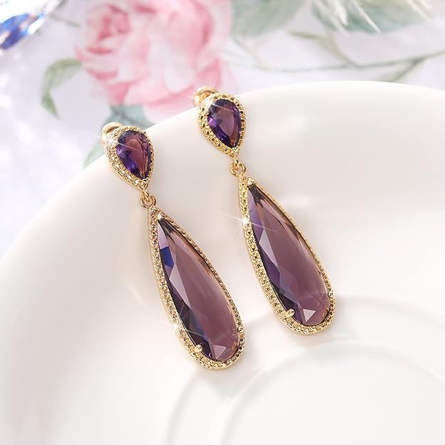 Crystal Studded Gold Plated Dangle Earrings Fashion Wear Stylish Jewellery Gift for Girls & Women
