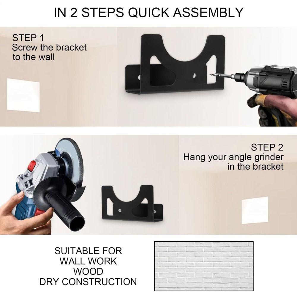 Metal Angle Grinder Holder Compact Tool Organization Heavy-Duty Wall Mount Bracket Workshop