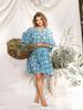 Women's Floral Tie-Back Casual Cotton Dress - Short Sleeve & Loose Fit for Beach Holidays