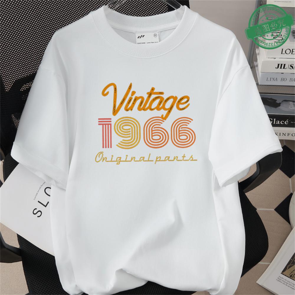 HighQuality Cotton TShirt for Men 1966 60th Birthday Unisex Loose Oversized Clothing O Neck Short Sleeve Tees Streetwear