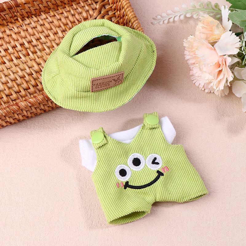 For 17cm Labubus Doll Clothes Accessories White Shirt Hat Animal Overalls Set