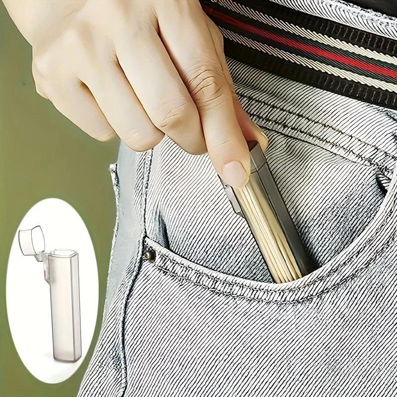 Portable Plastic Toothpick Case Clear Toothpick Holder for Outdoor Travel Kitchen and Restaurant Supplies