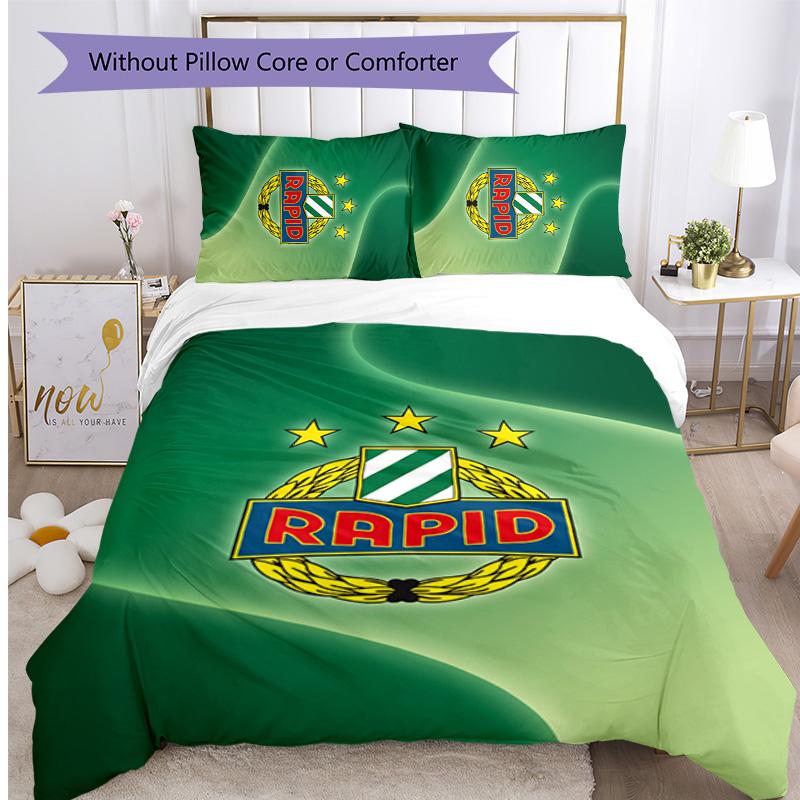Rapid Wien FC Printed 3PCS Bedding Set Breathable Duvet Cover with Pillowcases Decorative Bed Linen for Bedroom Home