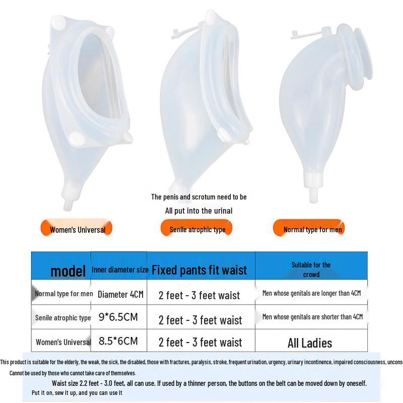 Unisex Silicone Urinal and Fecal Collection Bag for Bedridden Individuals