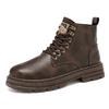 Men's boots four seasons new soft sole high-top non-slip casual boots fashion outdoor boots youth Joker work boots leather boots