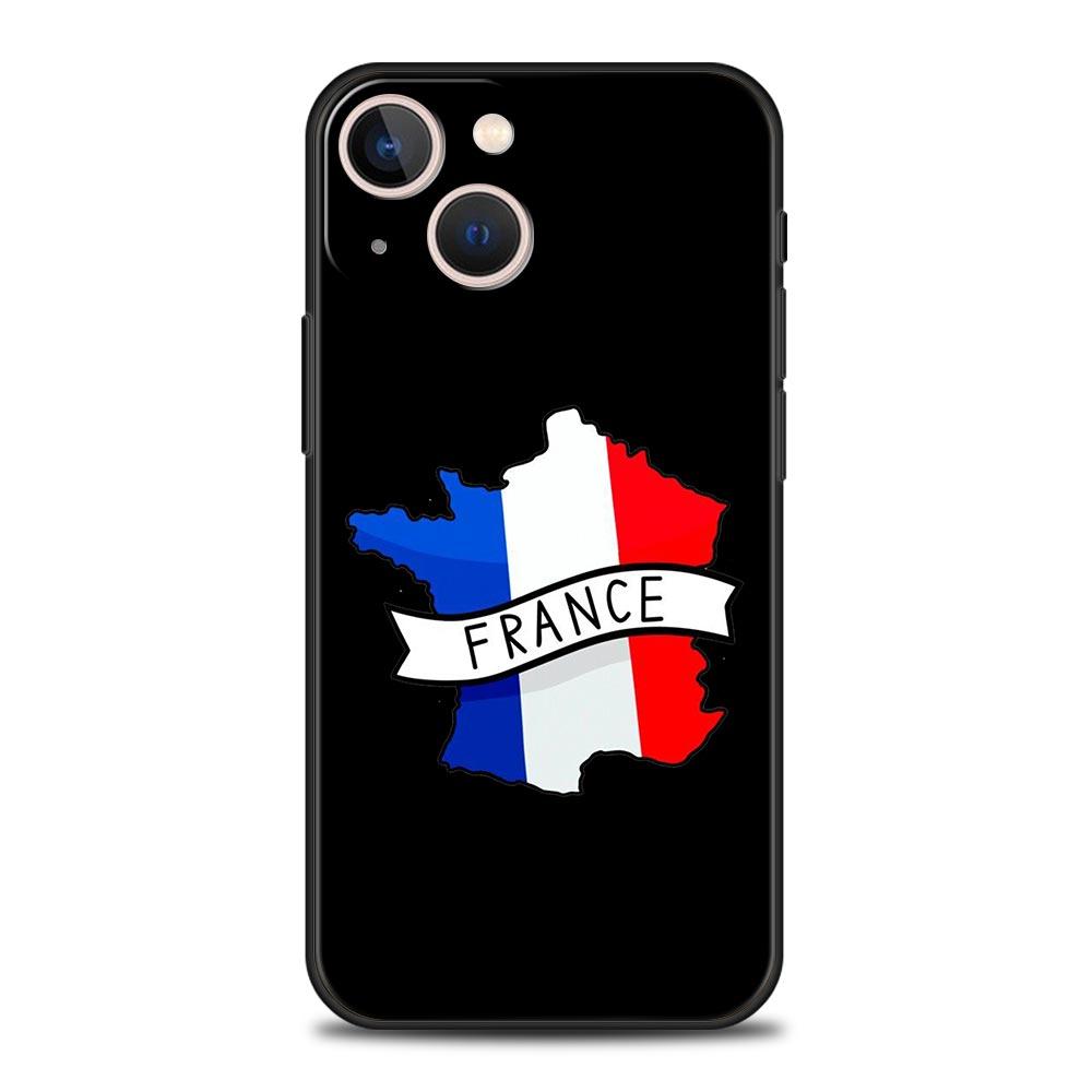 Luxury Phone Case For Apple iPhone 11 15 14 Pro MAX 12 13 7 8 Plus X XR XS MAX SE Silicone Black Cover Funda France flag