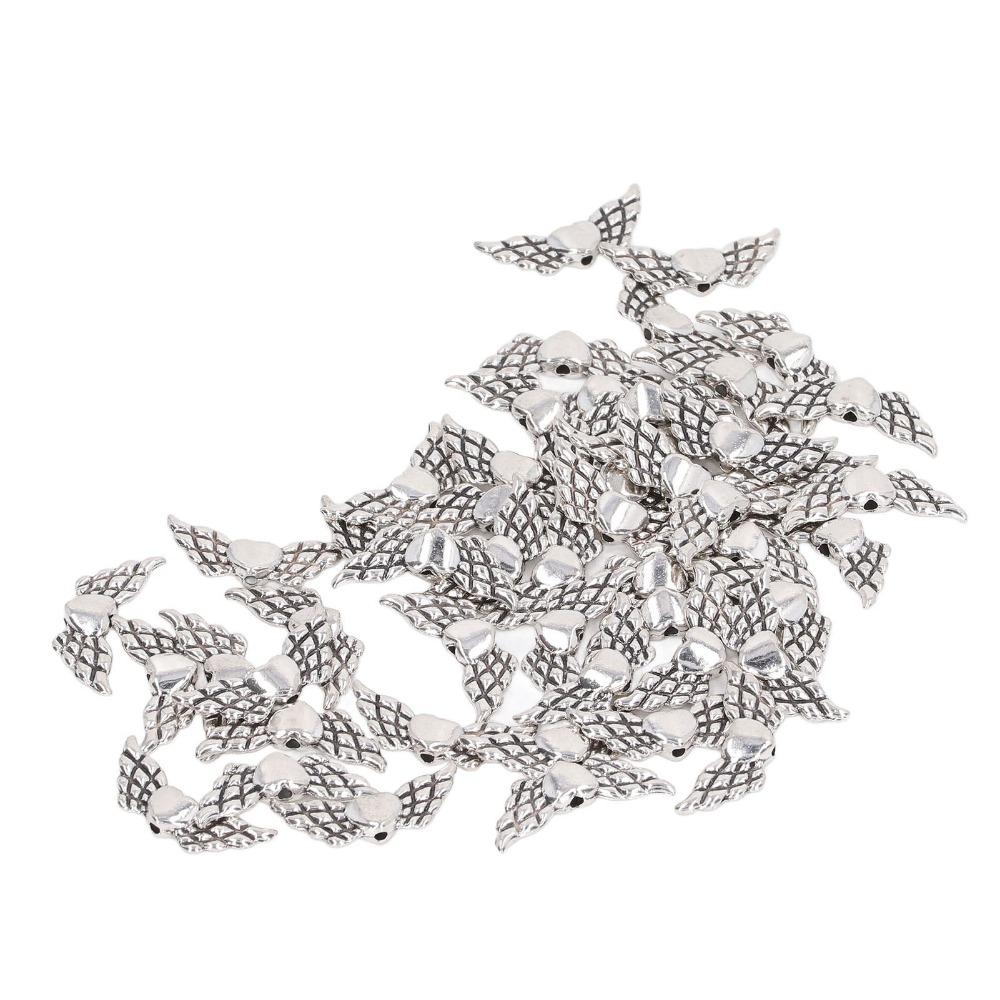100pcs Zinc Alloy Angel Wing Beads Silver Fairy Wing Charm Beads Wing Charm Beads  DIY Craft