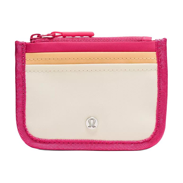 Lululemon True Classic Logo Polyester Card Holder Women Accessories Raspberry-Jam Rockmelon Light-Ivory LW9DIKS-071947 Raspberry Sauce with Rockmelon & Light Ivory