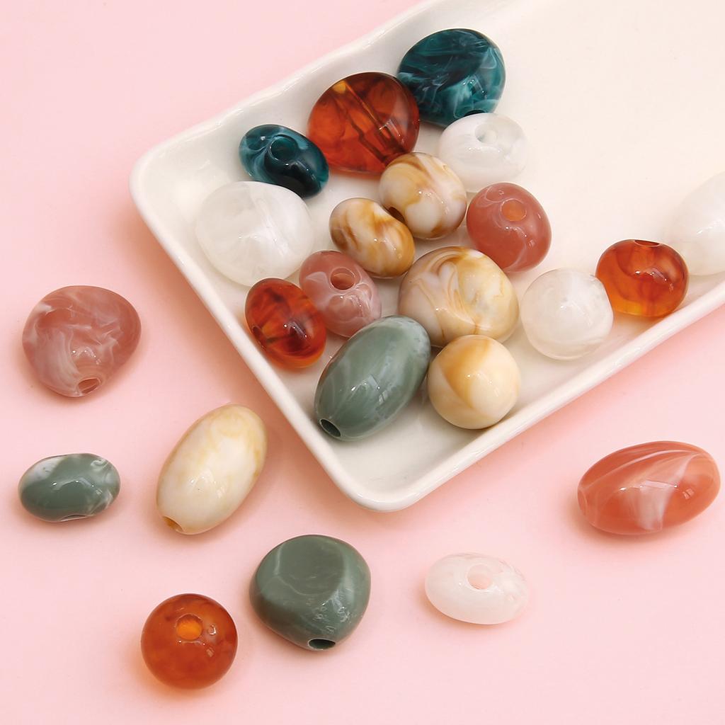 Handmade Bracelet Beads Acrylic Two-color Large Hole Shaped Loose Beads Beads Handmade Diy Bracelet Necklace Pendant Clothing Vintage Accessories