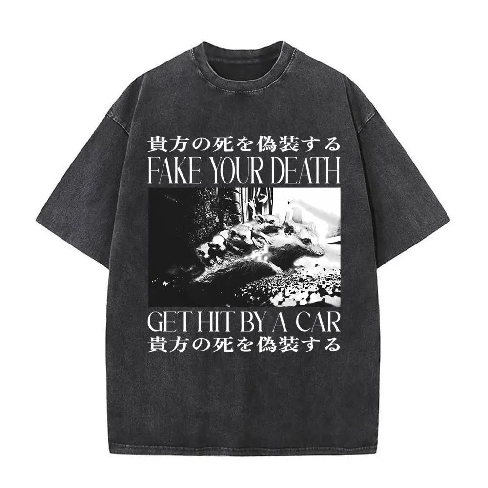 Talloze Gruwelen Wachten Maar Ik Blijf Trouw Aan De Kaas T-shirt Grappig Japanse Stijl Muis Rat Retro Gewassen T-shirt Unisex